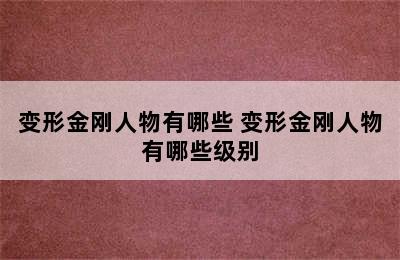 变形金刚人物有哪些 变形金刚人物有哪些级别